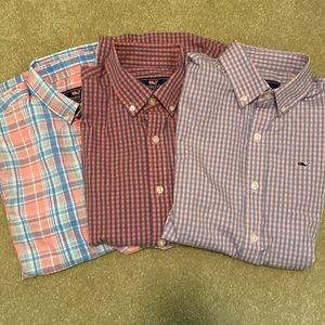 Lot of three boys medium vineyard vine dress shirts